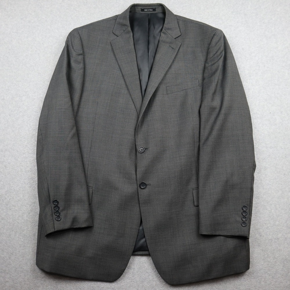 Joseph & Feiss Gold Blazer Mens 44R Executive Fit Gray Wool Blend Micro-check